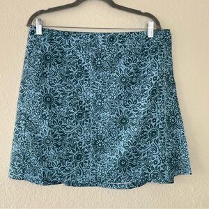 A-Line Floral Print Skirt - Blue/Teal